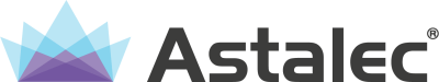 Logotipo de Astalec con icono geométrico en tonos azul y gris