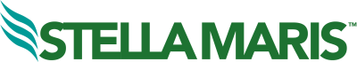 Logotipo de STELLAMARIS en verde y turquesa con ondas a la izquierda