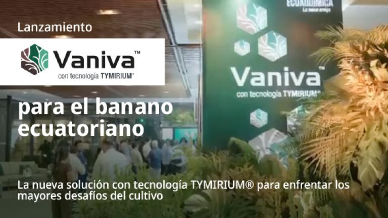 Banner publicitario de Vaniva sobre bioinsumos para el banano ecuatoriano.