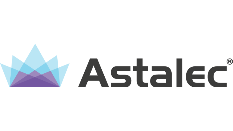 Logotipo de Astalec con icono geométrico en tonos azul y gris