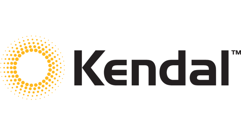 Logotipo de Kendal con icono circular amarillo y gris
