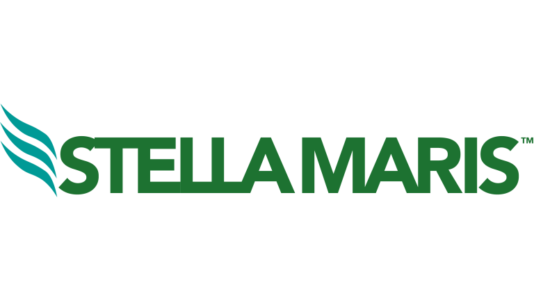 Logotipo de STELLAMARIS en verde y turquesa con ondas a la izquierda